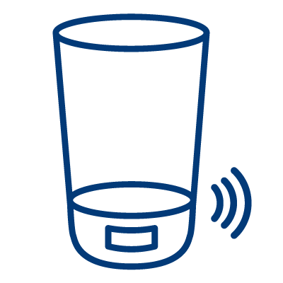 Icon indication AQUATIME, which is ABENA's digital drinking glass