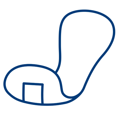 Icon of an light incontinence product indicating ABENA's wide assortment of light incontinence products manufactured in-house