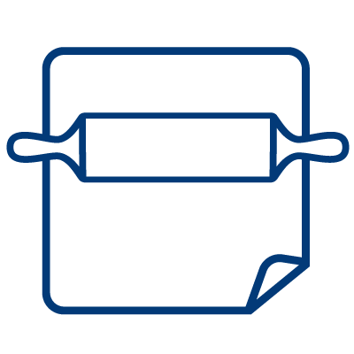 Icon of rolling pin and baking paper