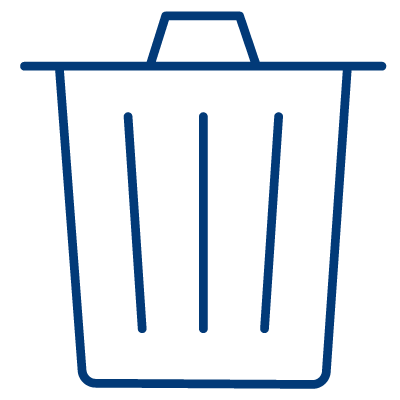Icon of waste can to indicate waste management solutions
