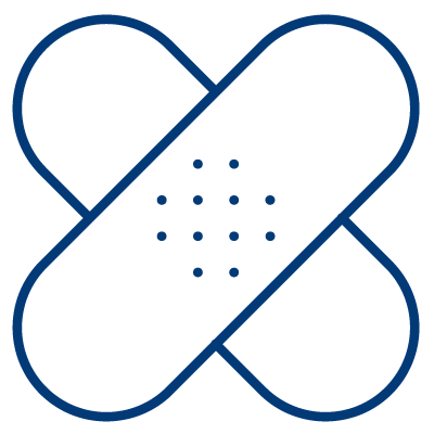 Icon indicating ABENA's assortment of quality wound care products for healthcare