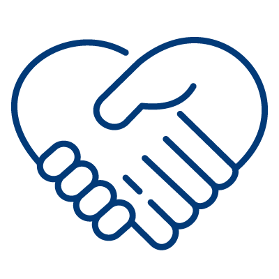 Icon of two hands in the shape of a heart