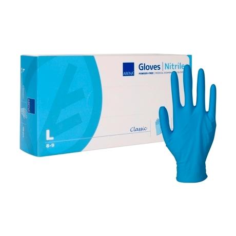 Examination glove, ABENA Classic, L, blue, nitrile, powder-free